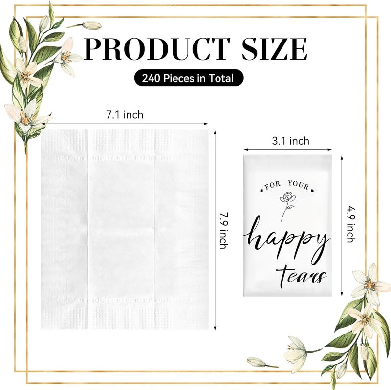 Ohuimrt 60 Packs Happy Tears Tissues for Wedding, 3 Ply Wedding Tissue Packs For Guests, Bulk Individual Pocket Tissue Packs for Welcome Favor Bags Wedding Gifts - Image 4